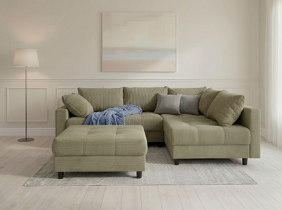 COLLECTION AB, COLLECTION AB Ecksofa "Antonia L-Form, B: 215 cm" Ecksofa, Rückenkissen, ottomane beidseitig montierbar, Bonnelfederkern