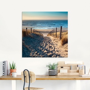 Artland Glasbild »Weg zum Nordseestrand Sonnenuntergang«