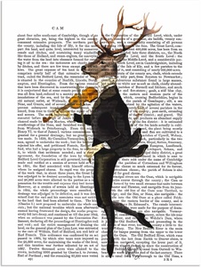 Artland, Artland Wandbild »Tanzender Hirsch mit Violine«, Artland Wandbild »Tanzender Hirsch mit Violine«, Humor, (1 St.), als Leinwandbild, Poster, Wandaufkleber in verschied. Grössen
