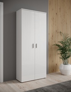 undefined, Schuhschrank »Lincoln«, Breite 80 cm, HBZ Schuhschrank »Lincoln weiss Glanz, BxHxT 80x190x35 cm« 1 Stk. tlg. Schuhschrank mit 2 Türen, 9 Einlegeböden, 2 feste Böden