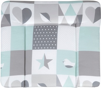 Roba, roba Wickelauflage soft Happy Patch mint 85 x 75 cm - grau, roba® Wickelauflage »Happy Patch mint, 85x75 cm«, mit weicher Polsterung