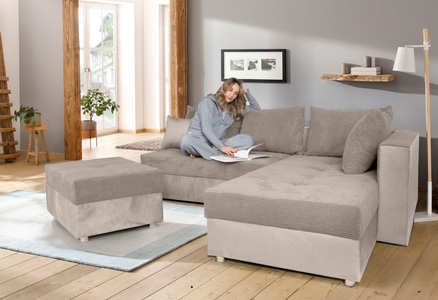 COLLECTION AB, COLLECTION AB Ecksofa »30 Jahre Jubiläums-Modell Italia«, mit Bettfunktion und Bettkasten, in Cord-Samt Mix, COLLECTION AB Ecksofa »Italia L-Form«, mit Bettfunktion und Bettkasten, in Cord-Samt Mix