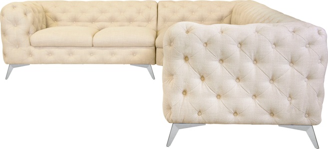 Leonique Ecksofa »Glynis«, mit aufwändiger Knopfheftung in moderner Optik, Fussfarbe wählbar