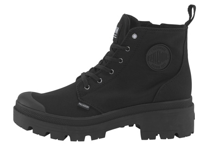 PALLADIUM, Palladium PALLABASE TWILL-40 40, Palladium Schnürstiefelette »PALLABASE TWILL«, Schnürstiefel, Schnürstiefelette aus Canvas mit Reissverschluss