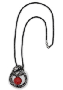 J. JAYZ, J.Jayz Kette mit Anhänger »größer Anhänger mit roten Perl-Element«, J.Jayz Kette mit Anhänger »grösser Anhänger mit roten Perl-Element«, mit Kunststoffperle