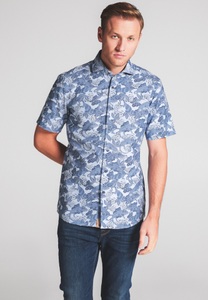 Eterna, ETERNA KURZARM HEMD SLIM FIT UPCYCLING SHIRT OXFORD BLAU/WEISS, Eterna Kurzarmhemd »SLIM FIT«, EASY IRON (bügelleicht)