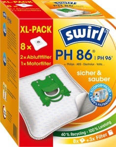 Swirl, Swirl Staubsaugerbeutel »Swirl® PH 86/96 EcoPor® XL Vorteilspack«, (Packung, 11 St.), für Philips, Swirl Staubsaugerbeutel »Swirl® PH 86/96 EcoPor® XL Vorteilspack«, (Packung, 11 St.), für Philips