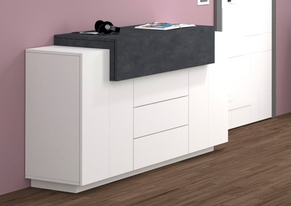 TECNOS, Tecnos Kommode »Coro«, Breite 160 cm, Hochglanzfronten, INOSIGN Kommode »Coro, Kommode, Schrank, Kredenz, grifflos«, 1 Klappe,2 Türen,3 Schubkästen Doppeltiefe Hochglanz Front Breite 160