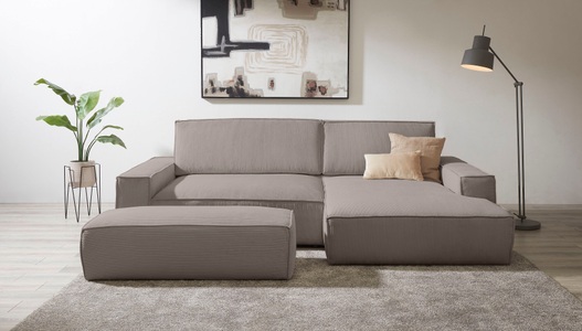 Home affaire Polsterecke »NEU: SHERWOOD XXL tief, L-Form mit Schlaffunktion, Big-Sofa mit Hocker« stellbar zum Schlafsofa (Krokodilverbinder), Cord, Leinenoptik