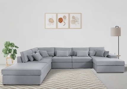 RAUM.ID, RAUM.ID Wohnlandschaft »Florid«, 6 Teile, bestehend aus Modulen, viele Bezugsqualitäten, auch in Cord, RAUM.ID Wohnlandschaft Florid, in verschiedenen Stoffqualitäten und Farben