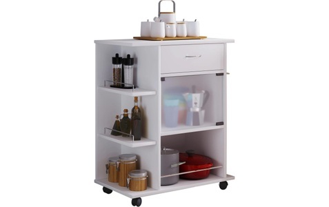 MID.YOU, MID.YOU Allzweckwagen 65/39/80 cm , Pocis , Weiss , Holzwerkstoff , 4 Fächer , 39x80 cm , melaminharzbeschichtet,Nachbildung , 000657024201, VCM Servierwagen