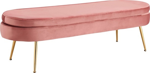 Salesfever, SalesFever Sitzbank »Clam«, mit hohem Sitzkissen, Sitzpouf oval lang, Sitzpouf oval Samt rosa