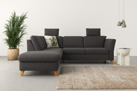 HOME AFFAIRE, Home affaire Ecksofa »Trelleborg«, Federkern-Polsterung, wahlweise mit Bettfunktion und Stauraum, Kopfstützen optional, Home affaire Ecksofa »Trelleborg L-Form«, Federkern-Polsterung, wahlweise mit Bettfunktion und Stauraum