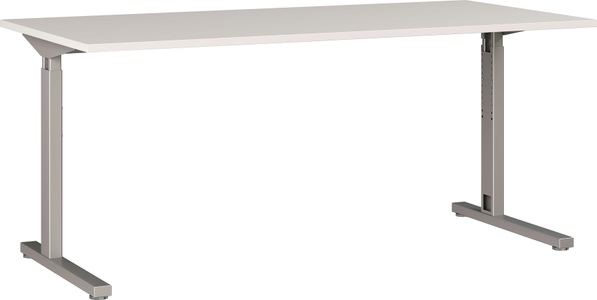 Germania, GERMANIA Schreibtisch »Profi 2.0«, Schreibtisch Profi 2.0, rechteckig, C-Fuss, B 1800 x T 800 x H 700-810 mm, lichtgrau/silber