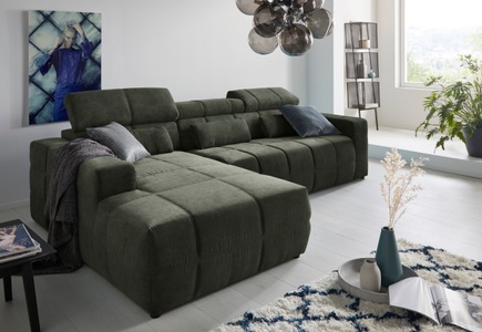DOMO collection, DOMO collection Ecksofa, DOMO collection Ecksofa »Brandon grosse Ausführung B/T/H: 289/177/80 cm, auch in Leder und Cord«, mit Kopfteilverstellung, wahlweise Sitztiefenverstellung, L-Form
