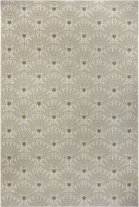 White Label, White Label - Teppich In-& Outdoor - 80 x 150 cm; - Grün Creme, Leonique Teppich »Kaia«, rechteckig, 3 mm Höhe, florales Muster, strapazierfähig & pflegeleicht, Flachgewebe