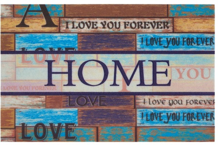 White Label, White Label - Fussmatte - 45 x 70 cm - Multicolor, Home affaire Fussmatte »Home love, Türmatte«, rechteckig, 6 mm Höhe, mit Spruch, Schrift-Design, Rutschfest, Schmutzfang