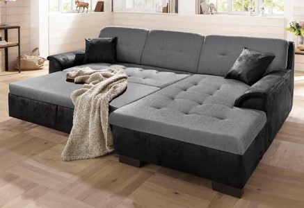 HOME AFFAIRE, Home affaire Ecksofa »Bergen«, wahlweise mit Bettfunktion, Home affaire Ecksofa »Bergen zeitlos & elegant, Breite 267cm, L-Form« wahlweise mit Bettfunktion L-Form