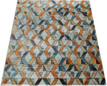 Paco Home Teppich »Jazz 701«, rechteckig, 14 mm Höhe, Kurtflor, modernes geometrisches Design und Used-Look, ideal im Wohnzimmer & Schlafzimmer