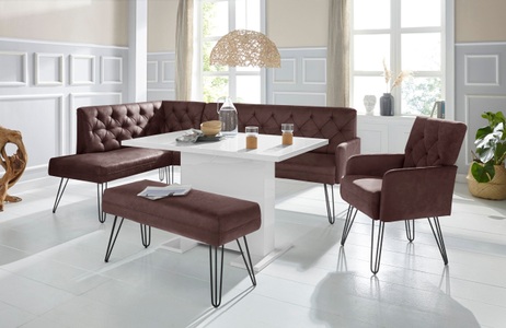 exxpo - sofa fashion, exxpo - sofa fashion Eckbank »Doppio«, Frei im Raum stellbar, exxpo - sofa fashion Eckbank »Doppio, Chesterfield Optik, komfortabel und bequem, hohe Designfüsse«, Frei im Raum stellbar