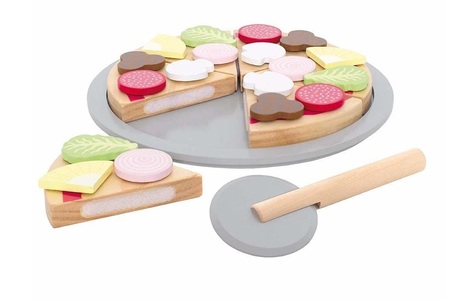 JaBaDaBaDo, JaBaDaBaDo Holz-Lebensmittel PIZZA mit Belag in bunt, Holz-Lebensmittel PIZZA mit Belag in bunt