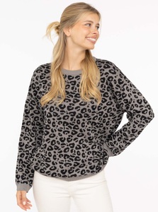 Zwillingsherz, Zwillingsherz Strickpullover »"Gestrickter-Leo"«, Animal-Muster, Rundhalsausschnitt, Langarm, Feinstrick
