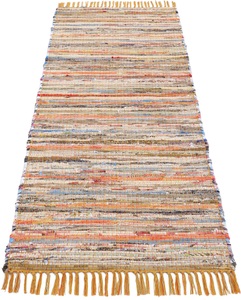 carpetfine, carpetfine Läufer »Kelim Chindi«, rechteckig, 6 mm Höhe, Flachgewebe Wendeteppich mit Fransen, Wohnzimmer, carpetfine Teppich »Kelim Chindi, Wendeteppich«, rechteckig, 6 mm Höhe, handgewebt, Fleckerlteppich mit Fransen, auch vielen in Läufergrössen