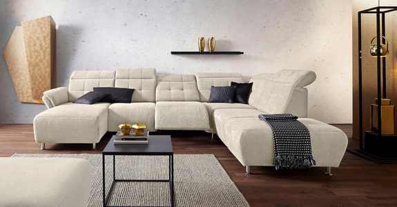PLACES OF STYLE, Places of Style Wohnlandschaft »Manhattan«, 2 Sitze mit elektrischer Relaxfunktion, verstellbare Armlehnen, Places of Style Wohnlandschaft »Manhattan U-Form«, 2 Sitze mit elektrischer Relaxfunktion, verstellbare Armlehnen