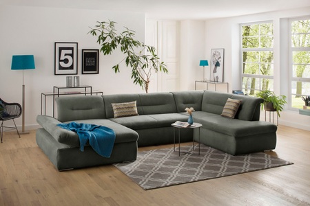 my home Wohnlandschaft »Avesa«, Wahlweise mit Armteilverstellung und Bettfunktion, B/T/H: 355/216/80 cm