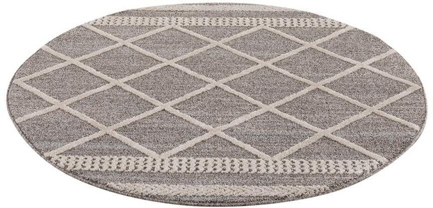 Carpet City, Carpet City Teppich »Art 2645«, rund, 7 mm Höhe, Kurzflor Teppich, Wohnzimmer, Carpet City Teppich »Art 2645«, rund, 7 mm Höhe, Kurzflor, Rauten-Optik, ideal für Flur & Diele