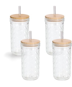 Zeller Present Gläser-Set inkl. Trinkhalm, 580 ml, 4-teilig