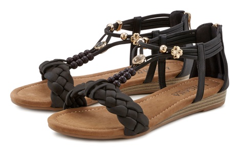 Lascana, LASCANA Sandale, mit raffiniertem Riemchen VEGAN, LASCANA Sandale, Sandalette, Sommerschuh mit raffiniertem Riemchen VEGAN