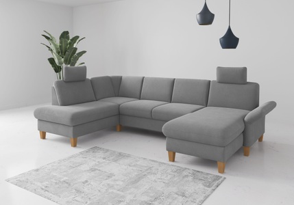 Home affaire Wohnlandschaft »Rochelle, U-Form«, optional mit Armteilverstellung, mit Bettfunktion & Bettkasten