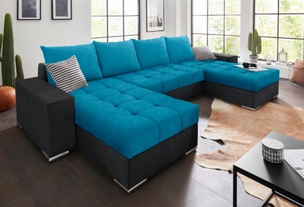 COLLECTION AB, COLLECTION AB Wohnlandschaft, mit Bettfunktion, Bettkasten und XL-Recamiere, inklusive Federkern und loser Rücken- und Zierkissen, COLLECTION AB Wohnlandschaft »Josy XL U-Form, Breite: 313 cm« mit Bettfunktion, Bettkasten & 2 Zierkissen, Federkern