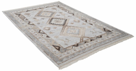 THEKO, Wollteppich, »Kena 424«, THEKO, rechteckig, Höhe 5 mm, handgetuftet, THEKO Wollteppich »Kena 424«, rechteckig, 5 mm Höhe, reine Wolle, Kurzflor, mit Fransen, ideal im Wohnzimmer & Schlafzimmer