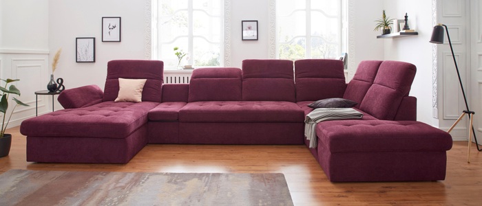 SIT&MORE, sit&more Wohnlandschaft, sit&more Wohnlandschaft »Stardust U-Form«, inklusive Kopfteilverstellung, Armlehnenfunktion und Tischelement