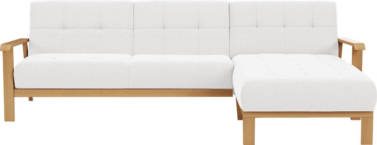 SIT&MORE, sit&more Ecksofa »Billund L-Form«, Armlehnen aus eichefarbigem Buchenholz, verschiedene Bezüge und Farben, sit&more Ecksofa »Billund L-Form«, Armlehnen aus eichefarbigem Buchenholz, verschiedene Bezüge und Farben