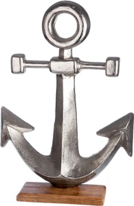 Gilde, GILDE Dekofigur »Anker Maritim, silberfarben«, (1 St.), Dekoobjekt, aus Metall, Höhe 56 cm, auf Holz-Basis, Wohnzimmer, GILDE Dekofigur »Anker Maritim, silber«, Dekoobjekt, aus Metall, Höhe 56 cm, auf Holz-Basis, Wohnzimmer