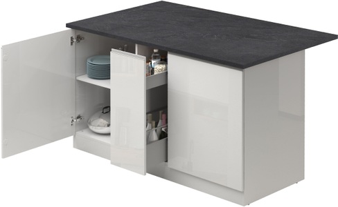 KOCHSTATION Kücheninsel »KS-Sole,Kochinsel,Küchenarbeitsblock,Inselküche,Arbeitsinsel«, Breite 155 cm, mit Apothekerauszug, gedämpfte Türen