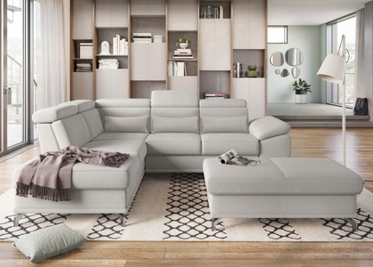 SIT&MORE, sit&more Ecksofa, sit&more Ecksofa »Cabrio L-Form, mit Sitztiefenverstellung, Arm- und Kopfteilverstellung«, 3 Nierenkissen, Federkern, optional Bettfunktion und Stauraum