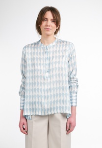 Eterna, LANGARM BLUSE 1863 BY ETERNA - PREMIUM SATINGEWEBE HELLBLAU/WEISS, 