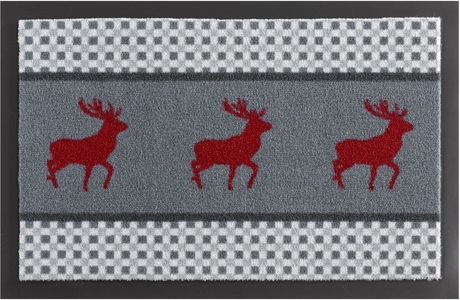 Hanse Home, Fussmatte, Hanse Home, »Hirsch Deer«, rutschhemmend beschichtet, getuftet, HANSE Home Fussmatte »Hirsch Deer, Türmatte«, rechteckig, 7 mm Höhe, In- & Outdoor, Rutschfest, Waschbar, Wetterfest, Flur, Weihnachten