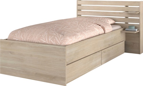 Vente-unique, Bett mit Stauraum - 90 x 190/200 - Holzfarben - TENALIA Bett mit Stauraum - 90 x 190/200 - Holzfarben - TENALIA