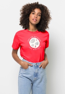 Jack Wolfskin, Jack Wolfskin T-Shirt aus Bio-Baumwolle Frauen Wild Flower T-Shirt Women M rot tulip red, 