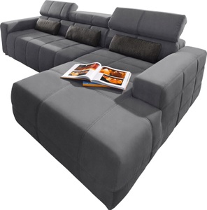 DOMO collection, DOMO collection Ecksofa, DOMO collection Ecksofa »Brandon grosse Ausführung B/T/H: 289/177/80 cm, auch in Leder und Cord«, mit Kopfteilverstellung, wahlweise Sitztiefenverstellung, L-Form