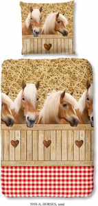 undefined, Good Morning Renforcé Bettwäsche Horses, good morning Kinderbettwäsche »Haflinger«, Baumwolle, 135x200, Reissverschluss, Wende, Kind, Mädchen, Pferd, Sand