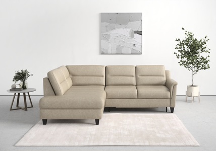 sit&more Ecksofa »Farö«, inklusive Federkern, mit wengefarbenen Füssen, wahlweise mit Bettfunktion und Bettkasten