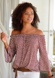 Lascana, LASCANA Carmenbluse, LASCANA Carmenbluse, mit Punkteprint, Damenbluse, schulterfrei, casual