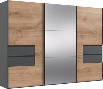MID.YOU, MID.YOU Schwebetürenschrank in graphitfarben, eichefarben , Palermo , Metall , 6 Fächer , 4 Schubladen , 300x216x65 cm , Dekorfolie,Dekorfolie,Nachbildung,Nachbildung , In verschiedenen Grössen erhältlich, in verschiedenen Holzdekoren erhältlich, MID.YOU Schwebetürenschrank in graphitfarben, eichefarben , Palermo , Metall , 6 Fächer , 4 Schubladen , 300x216x65 cm , Dekorfolie,Dekorfolie,Nachbildung,Nachbildung , In verschiedenen Grössen erhältlich, in verschiedenen Holzdekoren erhältlich