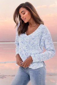 Buffalo V-Ausschnitt-Pullover aus weichem Chenille, Strickpullover, kuschelig weich